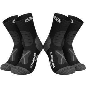 Premium Wandersocken aus Merino Wolle - [2 Paar] - Profi Trekkingsocken zum Wandern - Outdoor Socken für Damen, Herren & Kinder - Warme Merino Wandersocken - Funktionssocken (Schwarz, 43-48)