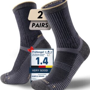 Juclise Sommerliche Merinowolle Wandersocken für Herren mit Kompression Anti-Blasen-Polsterung atmungsaktiv anti-schweiß(42-47, Eclipse*2)