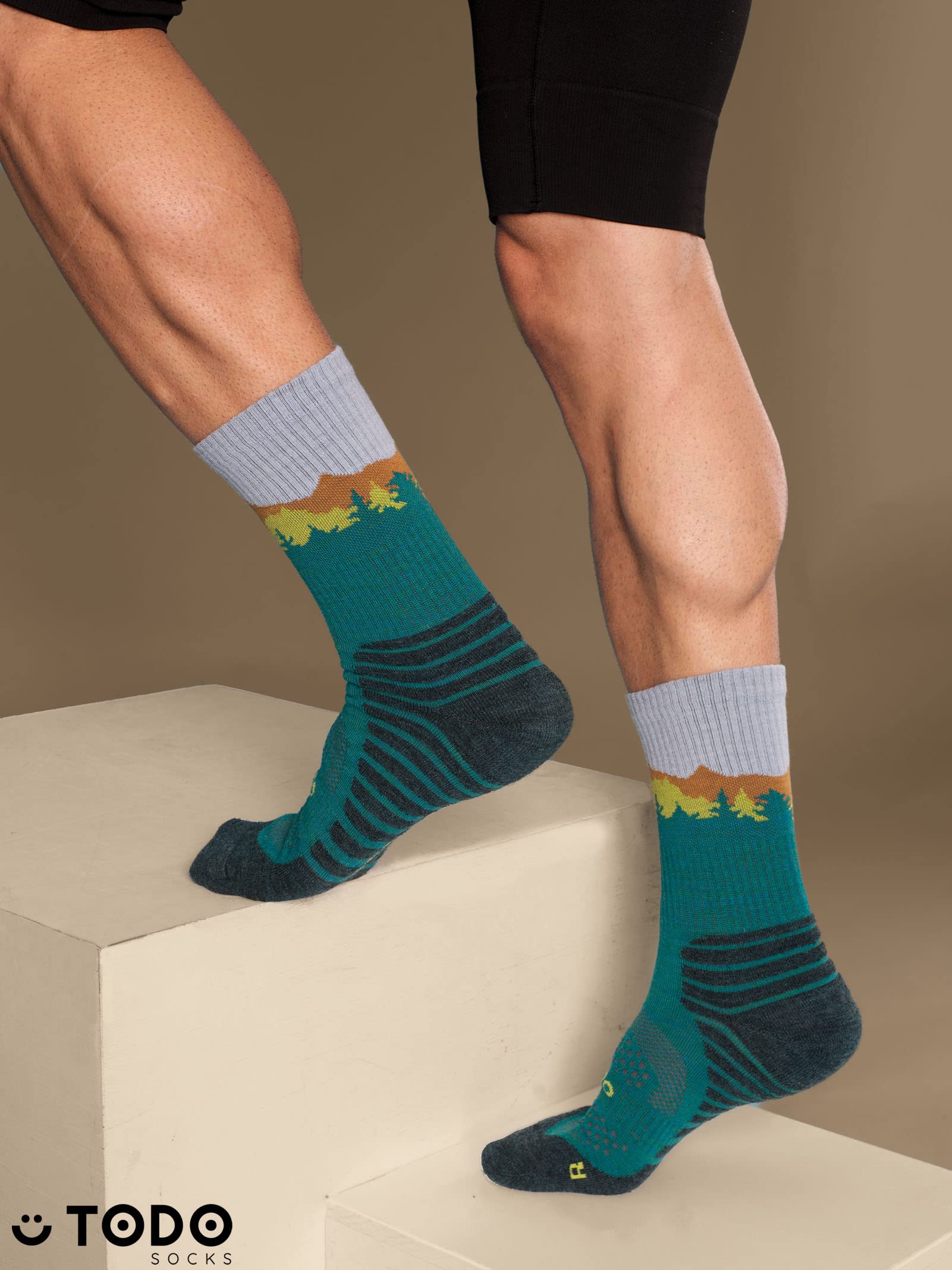 TODO BP LIGHT Dünn Merino Wandersocken für Herren, Damen,Trekking-Socken, Atmungsaktiv, 55% Merinowolle Blend Funktionssocken, Outdoor (Falcon Petrolio, 39-42) - Image 2