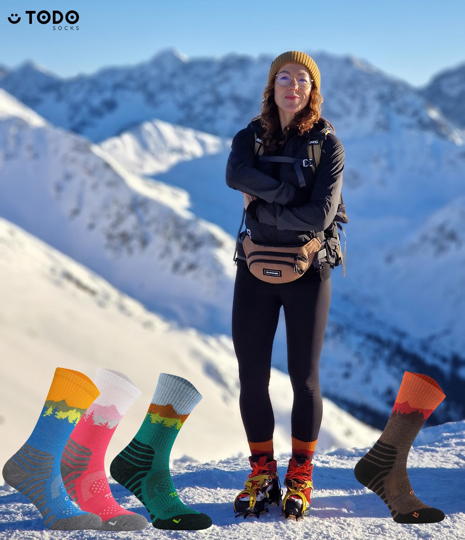 TODO BP LIGHT Dünn Merino Wandersocken für Herren, Damen,Trekking-Socken, Atmungsaktiv, 55% Merinowolle Blend Funktionssocken, Outdoor (Falcon Petrolio, 39-42) - Image 3