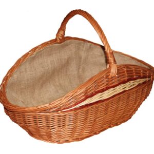 Holzkorb – Kaminholzkorb aus Weide – Kaminkorb mit Juteeinlage – Großer und stabiler Tragekorb – Weidenkorb zur Aufbewahrung – Dekorativer Kaminholzkorb – Maße (L) 68 x (B) 39 x (H) 24/40 cm
