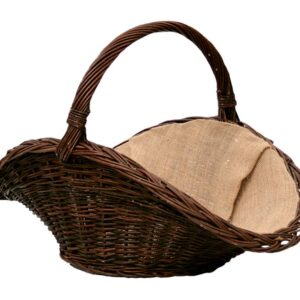 Holzkorb – Kaminholzkorb aus Weide – Kaminkorb mit Juteeinlage – Großer und stabiler Tragekorb – Weidenkorb zur Aufbewahrung – Dekorativer Blumenkorb – Maße (L) 70 x (B) 50 x (H) 30/50 cm