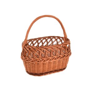 Aqbau® Weidenkorb einkaufskorb 37 x 40 x 20cm, Korb geflochten aus Weide, Picknickkorb, Pilzkorb, Tragekorb mit henkel, Flechtkorb, Zweifarbig Handgeflochten