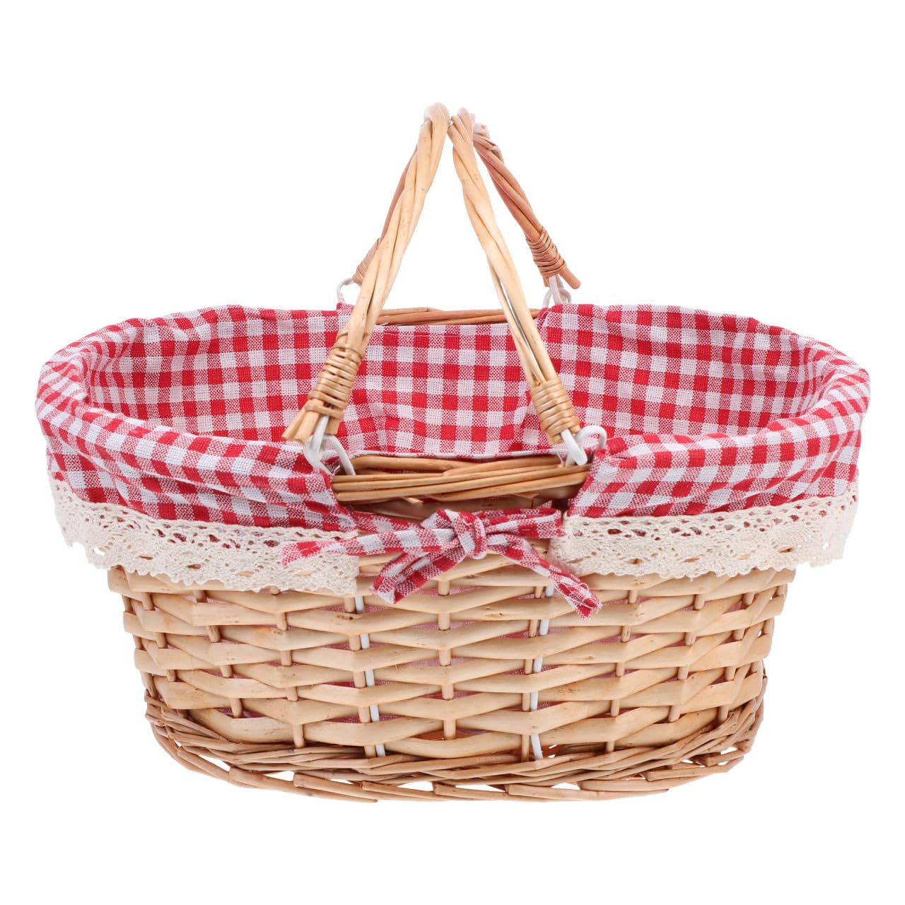 BESTonZON Picknickkorb aus Weide, geflochtener Korb mit Liner & Henkel – Deko & Aufbewahrung für Camping, Hochzeit, Party