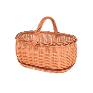 Aqbau Weidenkorb mit Henkel Groß 47 x 35 x 33 cm, Einkaufskorb geflochten aus Weide, stabiler Flechtkorb, Pilzkorb, Picknickkorb, natürlicher Wicker Basket