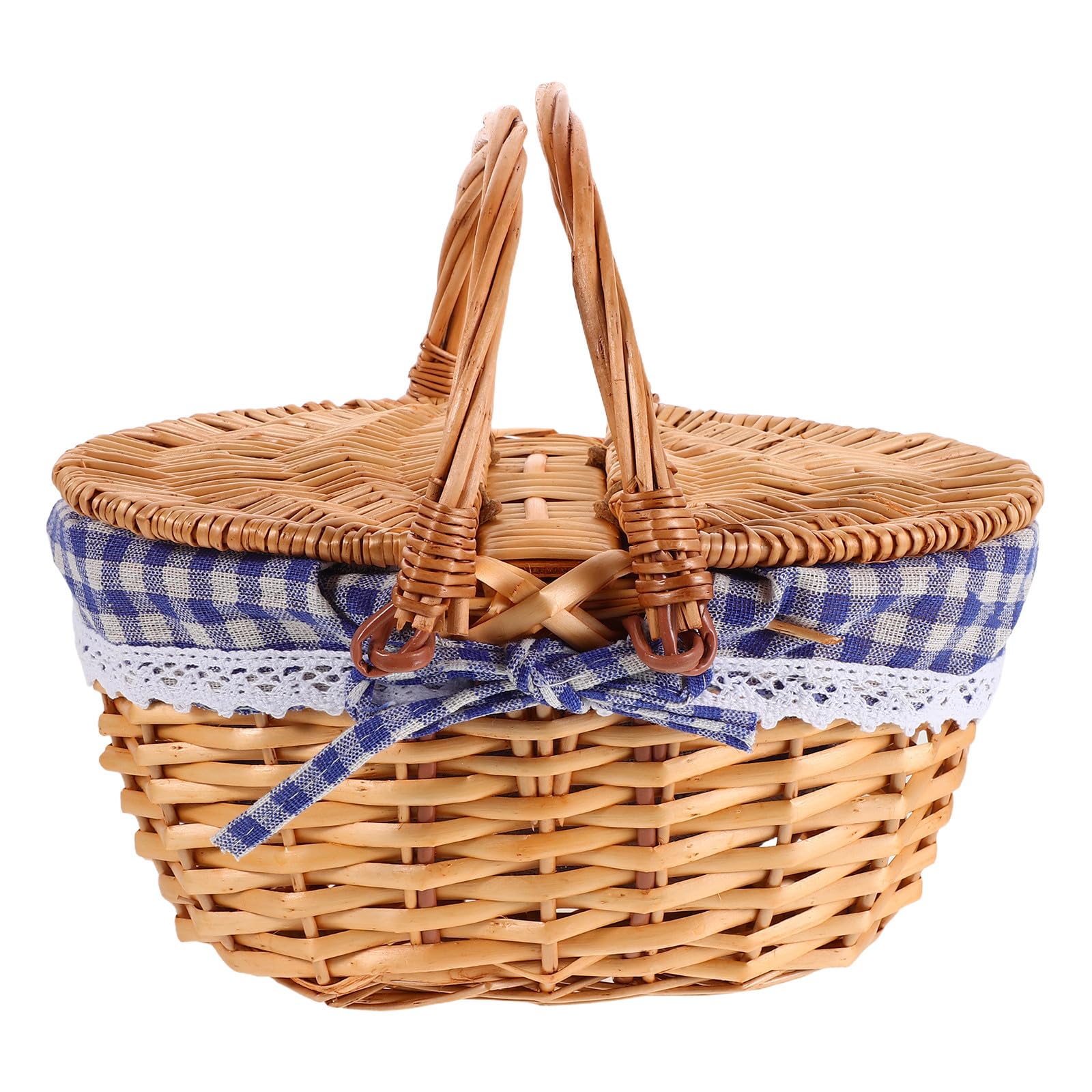 UKCOCO Picknickkorb aus Weide mit Deckel: Geflochtener Picknickkorb mit Griff Und Herausnehmbarem Leinenfutter für Ostern, Camping, Outdoor-aktivitäten, Thanksgiving Und Hochzeiten