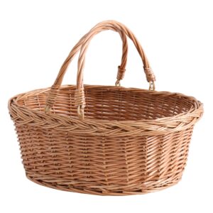 Picknickkorb aus Weide mit Griff, Einkaufskorb, Naturbraun - Groß