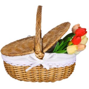 Toddmomy 1 Stück Weiden-Picknickkorb Mit Deckel Und Griff Leere Picknickkörbe Im Vintage-Stil Für Picknick-Camping Im Freien S