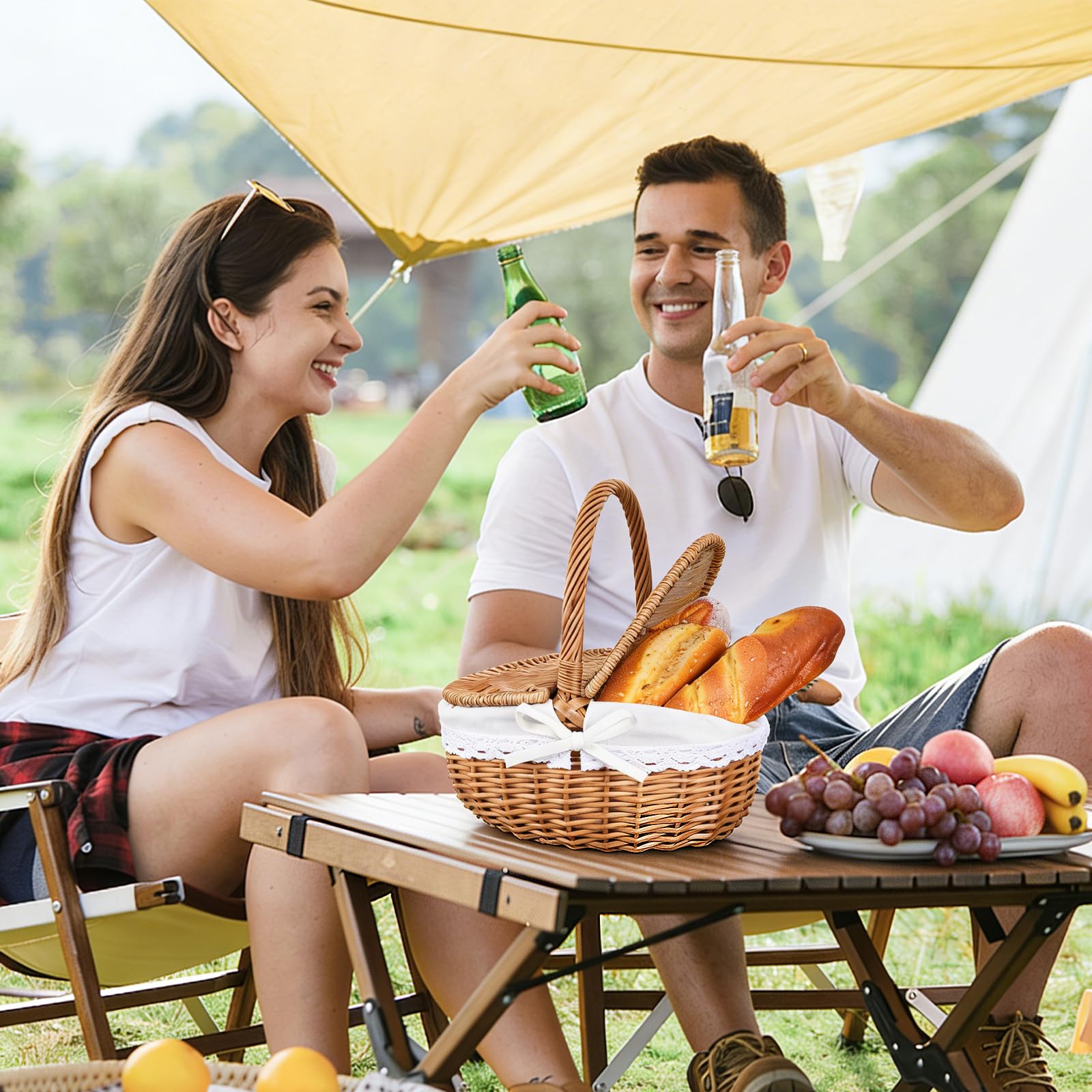 Toddmomy 1 Stück Weiden-Picknickkorb Mit Deckel Und Griff Leere Picknickkörbe Im Vintage-Stil Für Picknick-Camping Im Freien S - Image 3