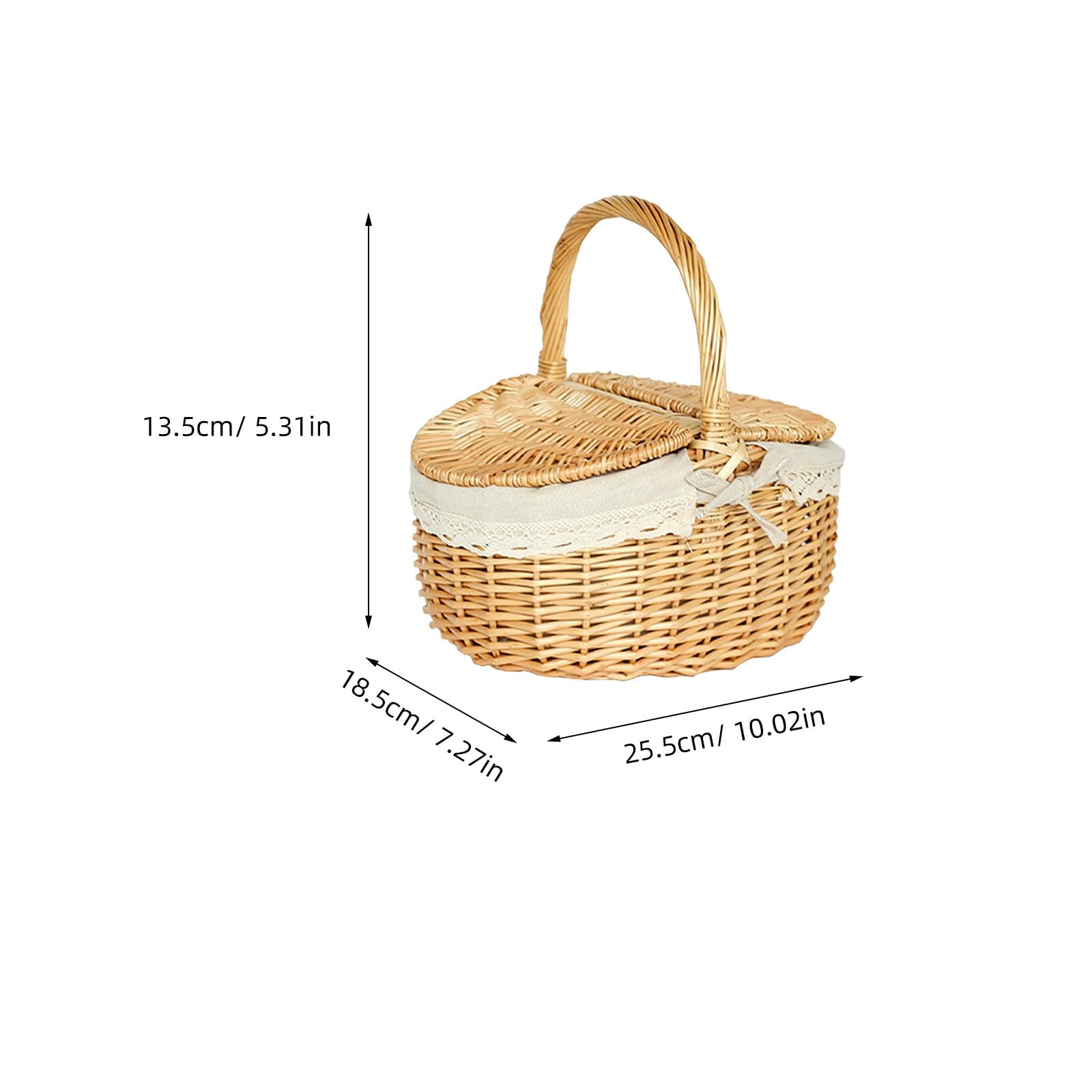 Toddmomy 1 Stück Weiden-Picknickkorb Mit Deckel Und Griff Leere Picknickkörbe Im Vintage-Stil Für Picknick-Camping Im Freien S - Image 4