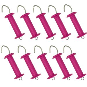 Torgriffe für Weidezaun mit Haken, Zugfeder Elektrozaun, 10x Torgriff, rosa