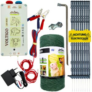 Komplettset Elektrozaun 12V/230V Weidezaun Gartenzaun mit Pfählen 200m Litze für Hunde, Geflügel, Kleintiere