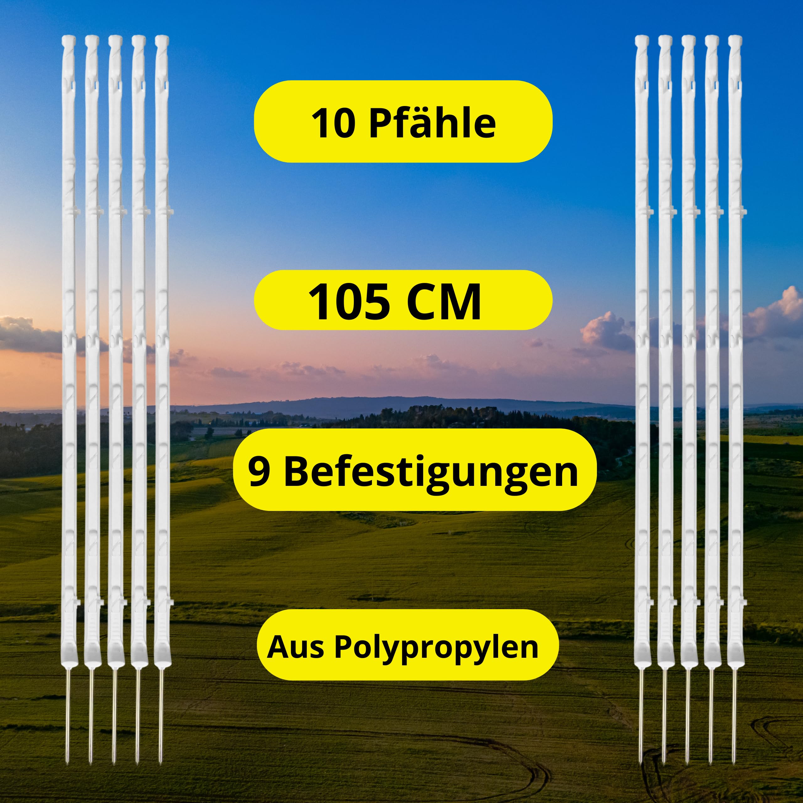 Komplettset Elektrozaun 12V/230V Weidezaun mit 105 cm Pfählen Zaunband für Rinder, Pferde, Ponys, Fohlen - Image 4