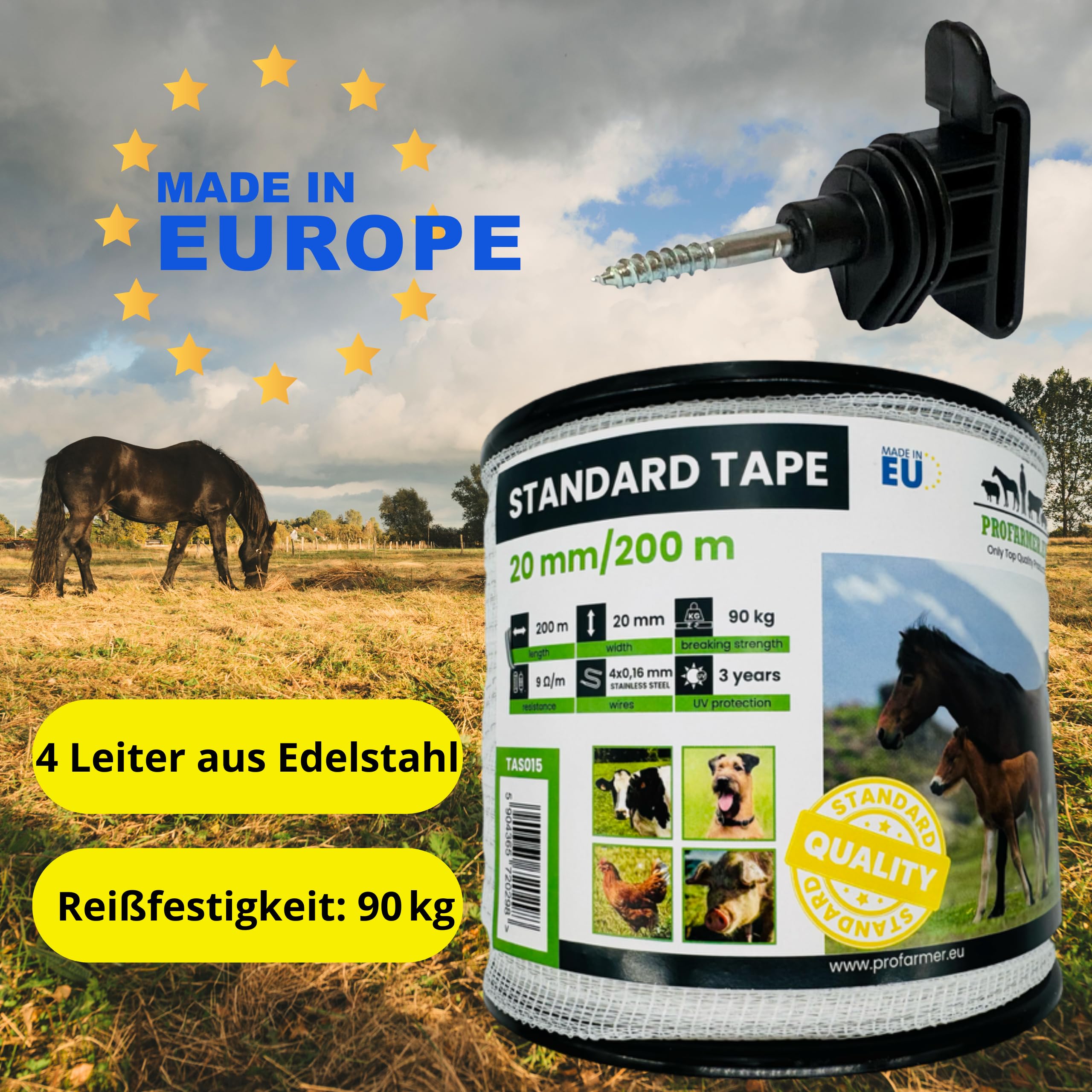Komplettset Weidezaun 12V/230V Weidezaun Set mit Zaunband & Isolatoren für Pferde, Rinder, Kühe & Hunde – Elektrischer Gartenzaun Zubehör - Image 4