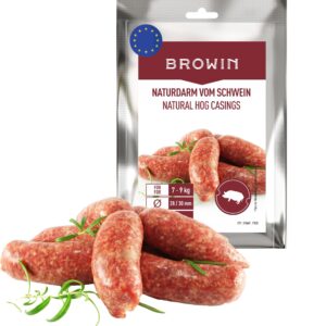 BROWIN® Naturdarm für Wurst | Premium Naturdarm für hausgemachte Würstchen, Wacholderwurst, Weißwurst, Bratwurst (Kaliber 28/30 mm, 15 m, Schweinedarm)