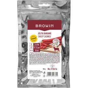 BROWIN® Schafsdärme auf Streifen 310616 | 20/22 mm Durchmesser | 15 m Länge, für Wurstherstellung | Naturdarm für hausgemachte Würstchen | Weißwurst | Bratwurst | 2 bis 4 kg Fleisch