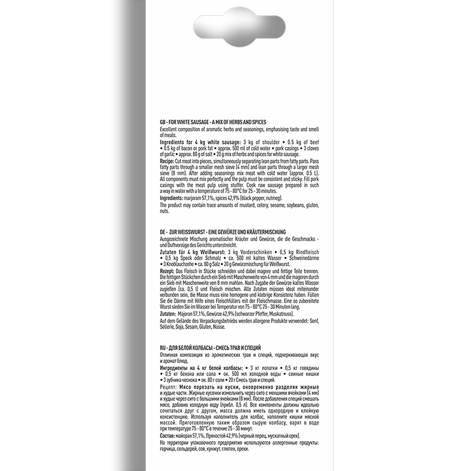 Browin 310005 Für Weißwurst - Kräuter-Gewürzmischung 20 g, Majoran, schwarzer Pfeffer, Muskatnuss, natürliche Gewürze für die Zubereitung von Weißwurst zu Hause - Image 2